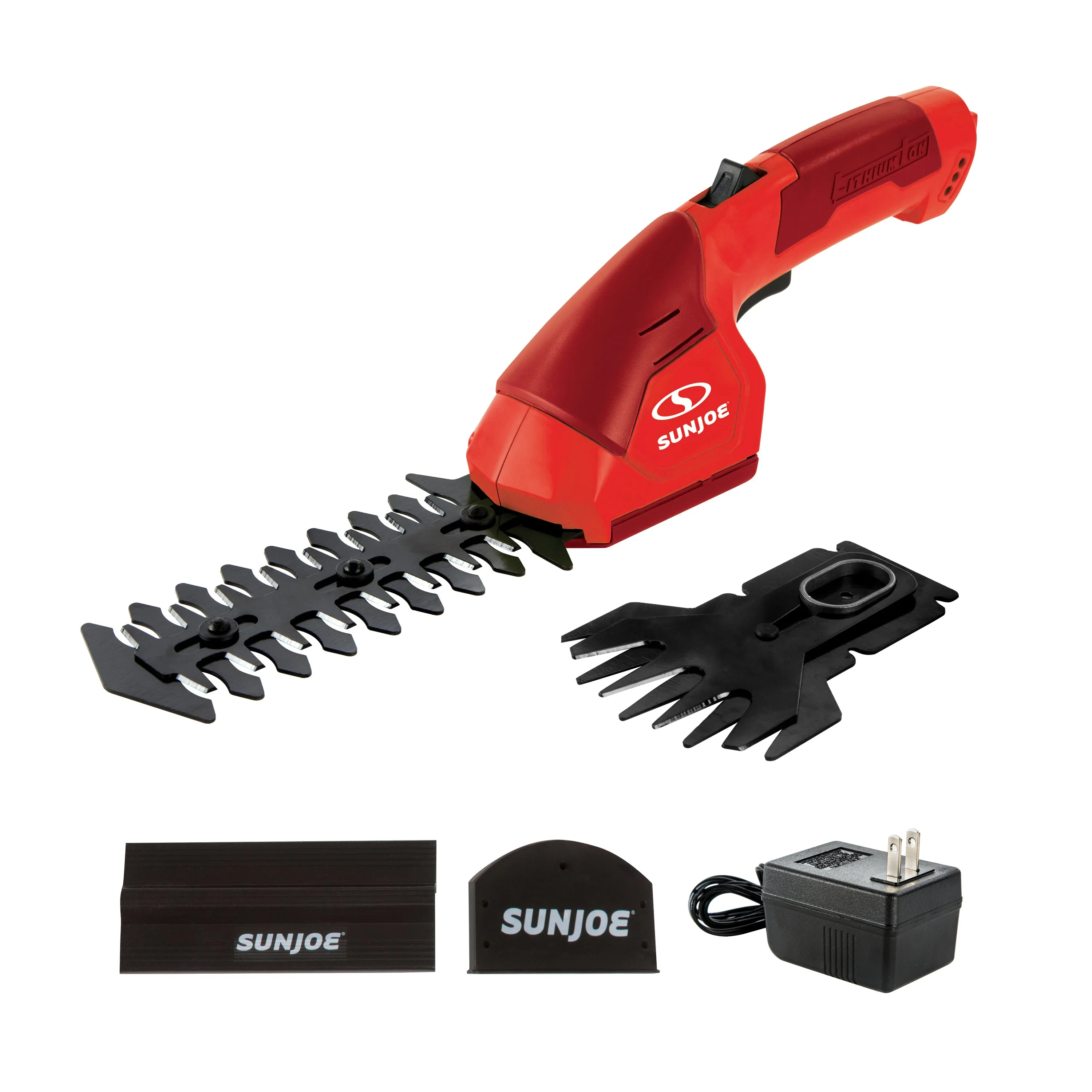 Sun Joe HJ604C-RED 2-in-1 Cordless Grass Shear   Hedger | 7.2-Volt | W/ 1.5-Ah Battery   Charger (Red)