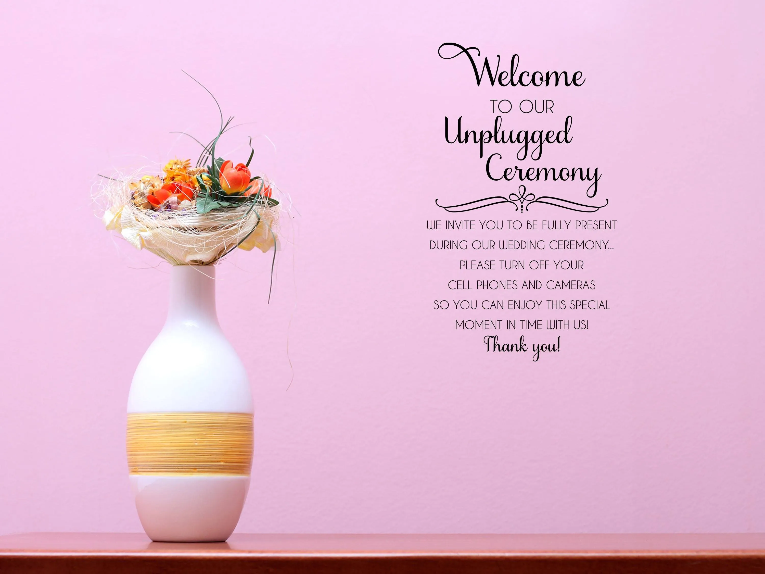 Welcome To Our Unplugged Wedding Wall Decal