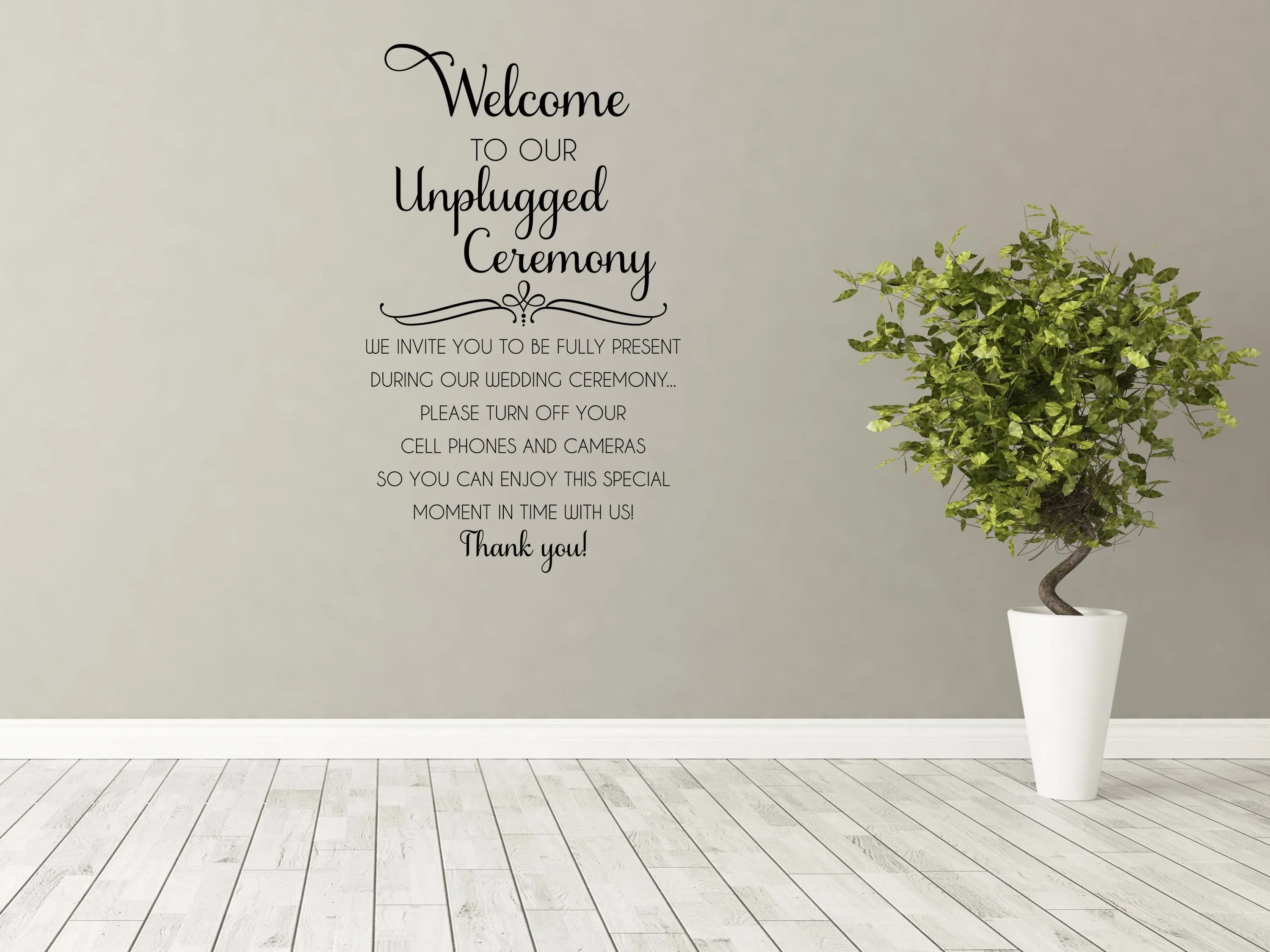 Welcome To Our Unplugged Wedding Wall Decal