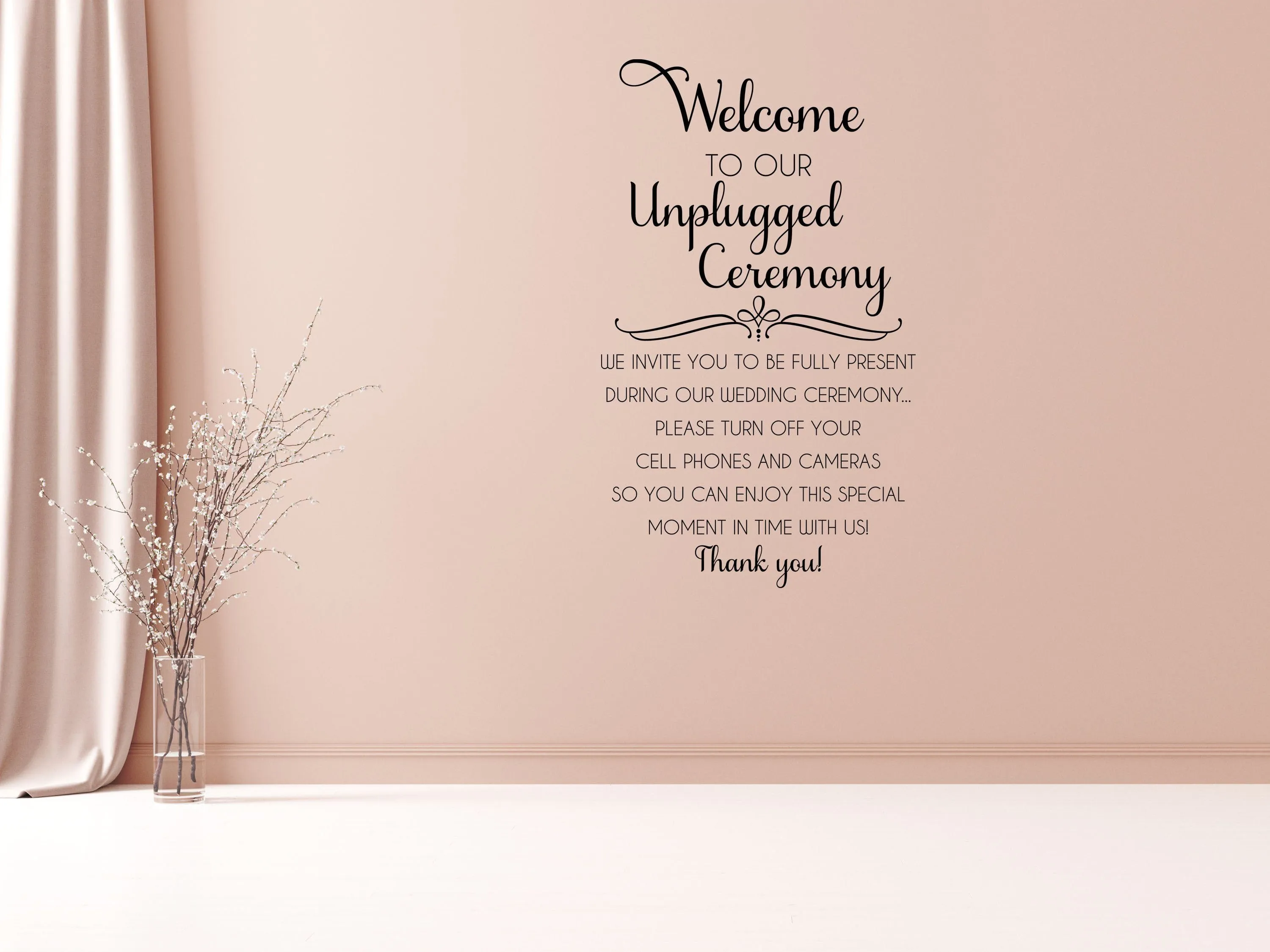 Welcome To Our Unplugged Wedding Wall Decal