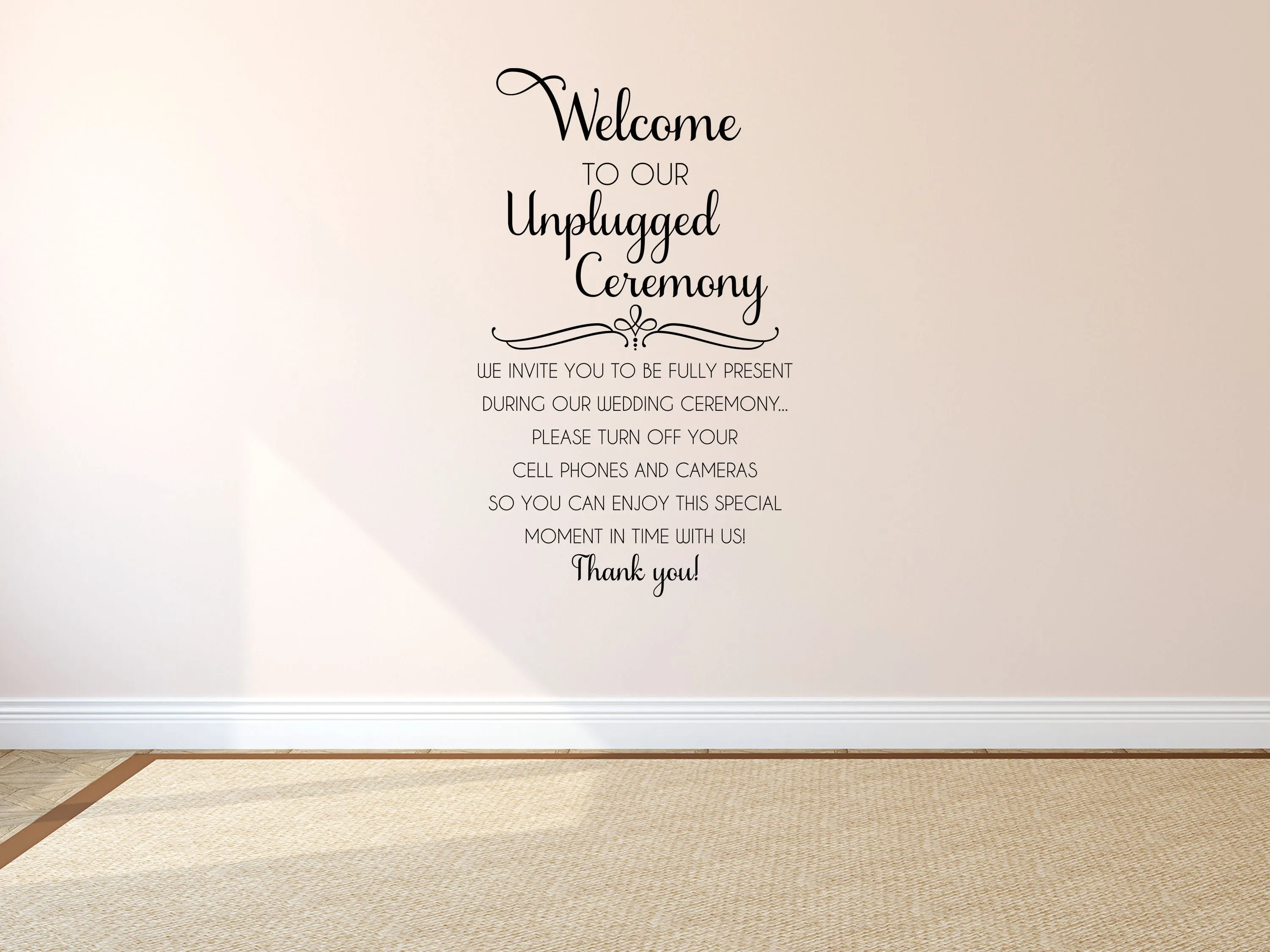 Welcome To Our Unplugged Wedding Wall Decal