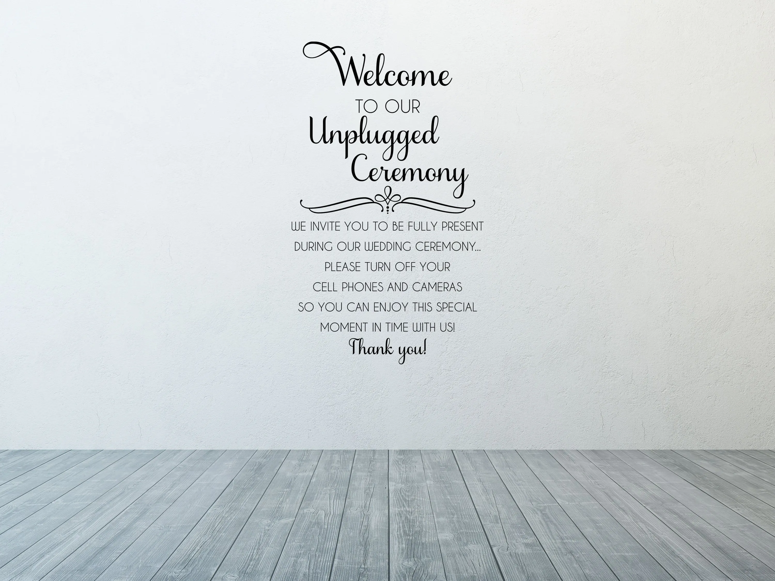 Welcome To Our Unplugged Wedding Wall Decal