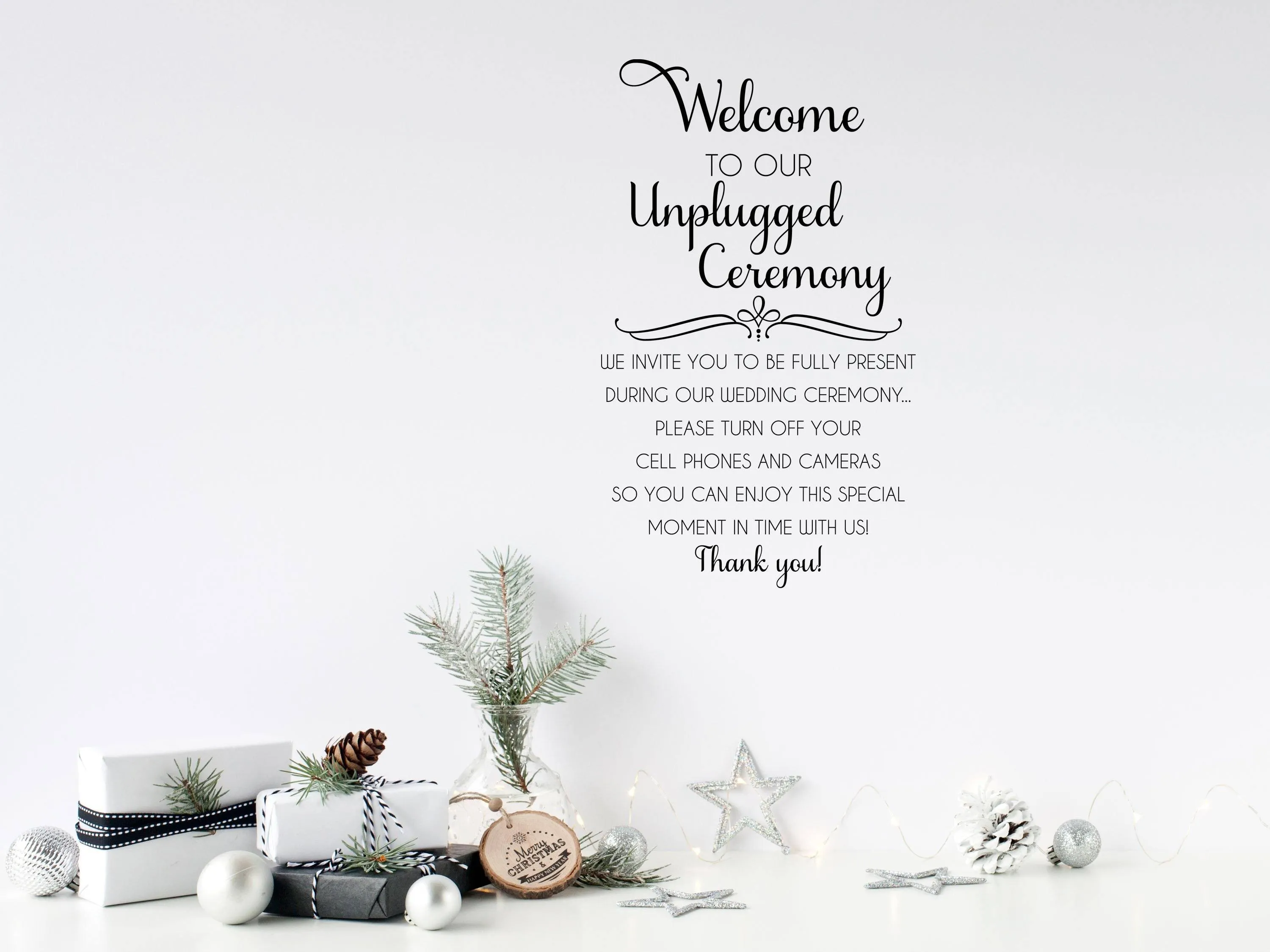 Welcome To Our Unplugged Wedding Wall Decal