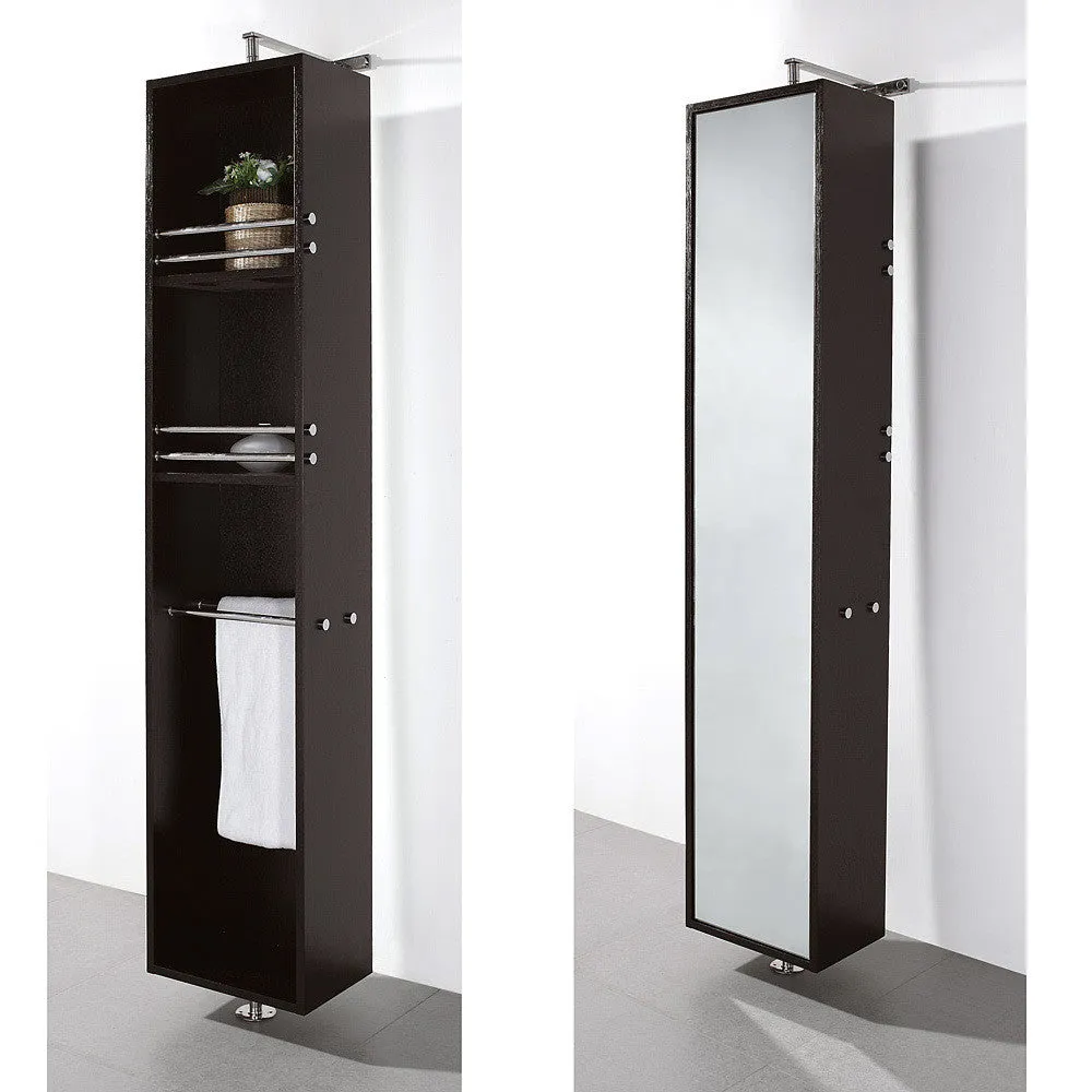 Wyndham Collection April Rotating Floor Cabinet With Mirror - Espresso