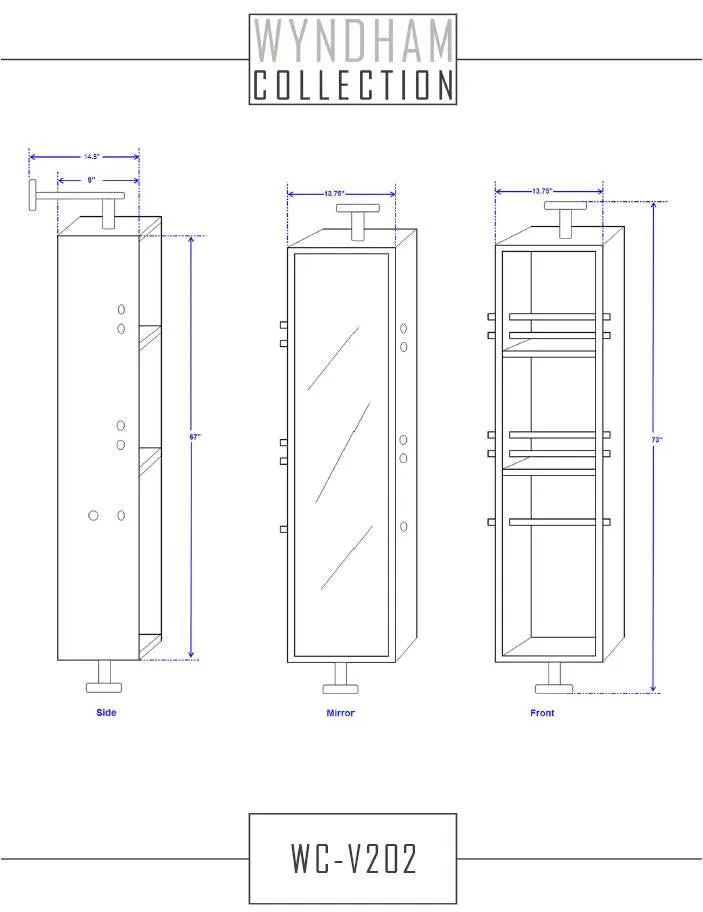 Wyndham Collection April Rotating Floor Cabinet With Mirror - Espresso